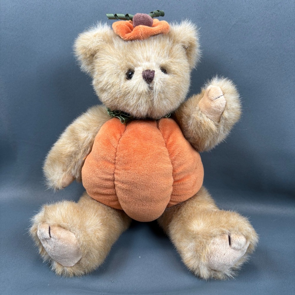 Bearington Plush Teddy Bear Articulated Izzy A Pumpkin Costume Halloween Med